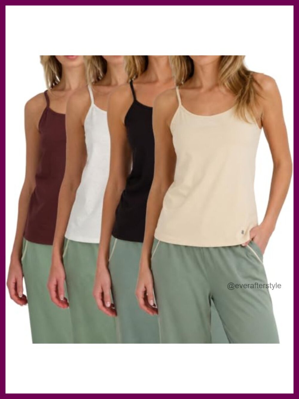 Spaghetti Strap Tank Top 4-Pack Cotton-Blend Camisole Layering Tanks